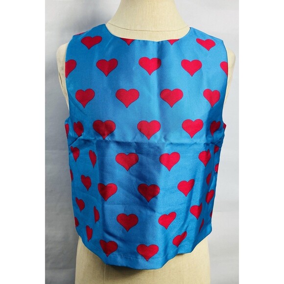 Banana Republic Women Top Blue With Pink Heart Size 2 Lined Sleeveless NWT - Picture 1 of 2